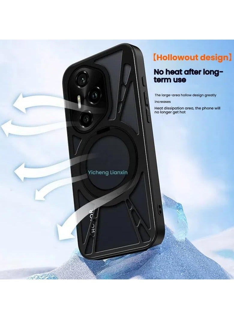 general Metal Hollow Cooling Case Compatible with Honor 400 Pro 5G, Drop Protection Case with 360° Rotatable Stand For Honor 400 Pro Magnetic Stand - Image 4