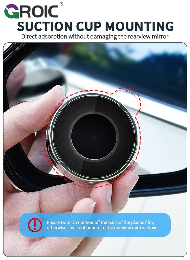 GROIC 2 Pack Blind Spot Car Mirror Truck, Round Rear View Mirrors HD 360° Adjustable Wide-angle Suction Cup Design Side Blind spot Convex Universal Fit Auto Exterior Accessories  - Image 2