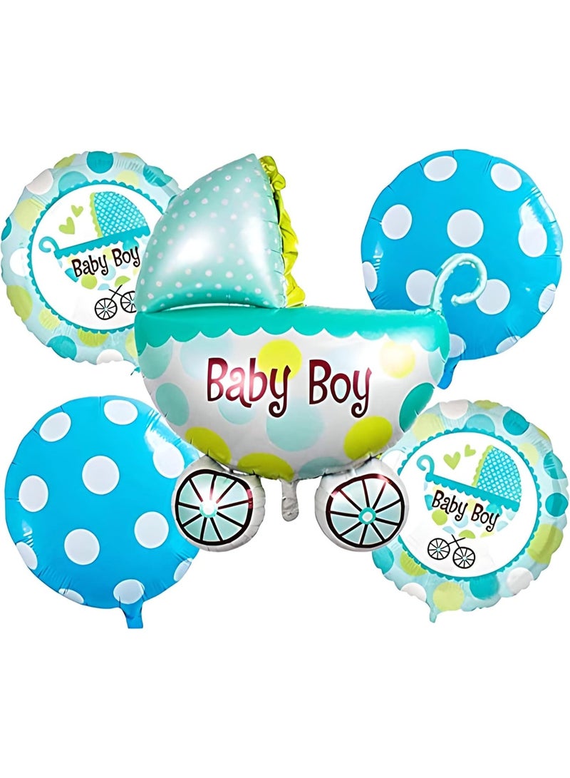 Gender Reveal Party Boy Blue Foil Cradle Balloon Pack of 5 – Baby Shower Welcome Baby Balloon for Cradle Ceremony Decoration - Image 1