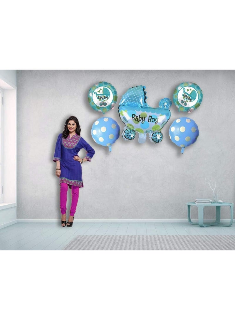 Gender Reveal Party Boy Blue Foil Cradle Balloon Pack of 5 – Baby Shower Welcome Baby Balloon for Cradle Ceremony Decoration - Image 2