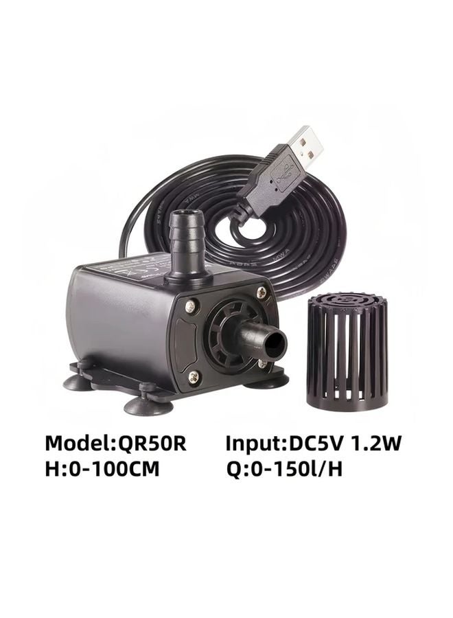 1 قطعة مضخة مياه صغيرة غاطسة هادئة جدًا بقابس يو إس بي 6 واط، تدفق قابل للتعديل حتى 79 غالون/ساعة (25 غالون) لحوض السمك - Image 1