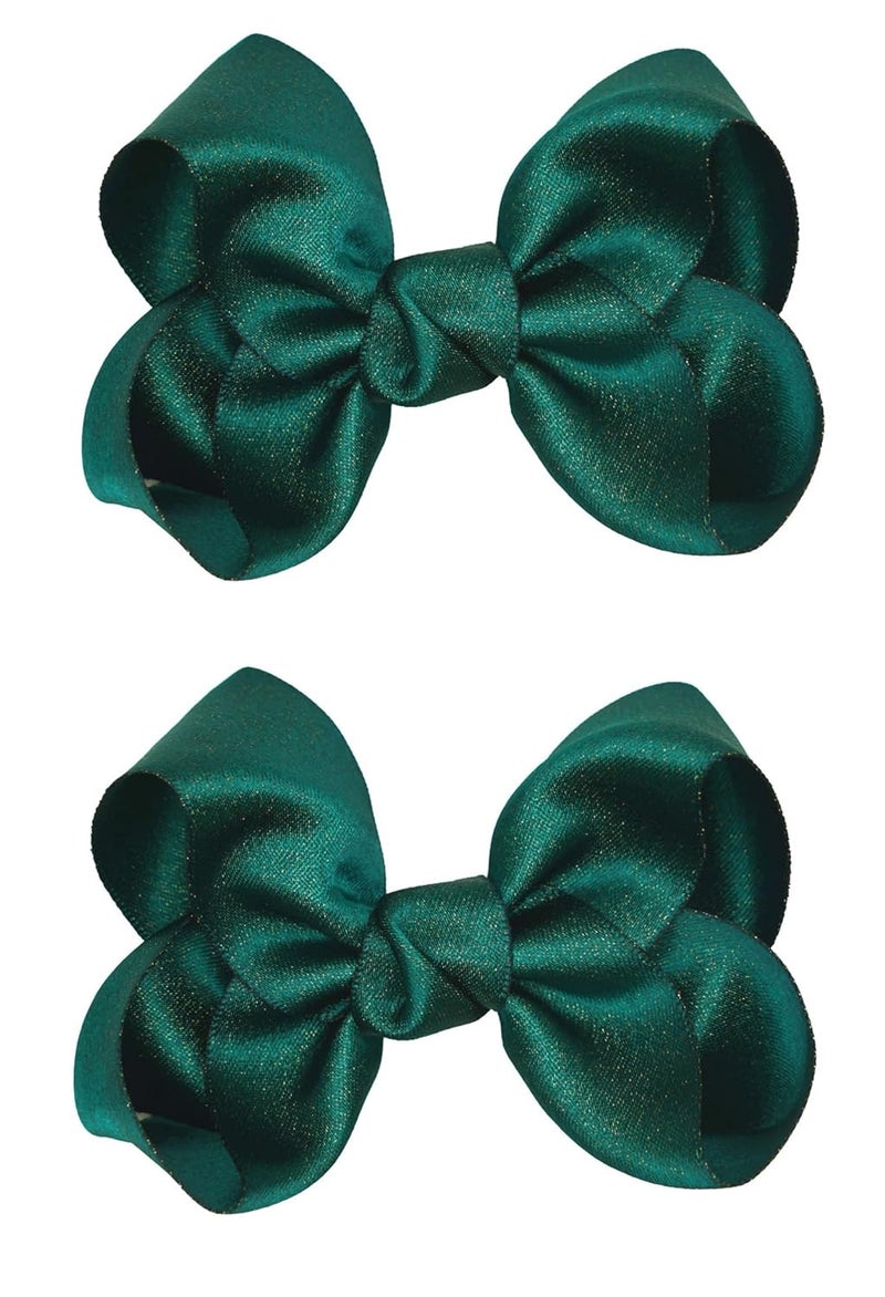 ZOONAI 3 Inch Baby Girl Hair Bows Clips Hairpin Headwear Little Teen Toddler Girls Kids Teens Toddlers Hair Accessories  Set of 2 Green - Image 1