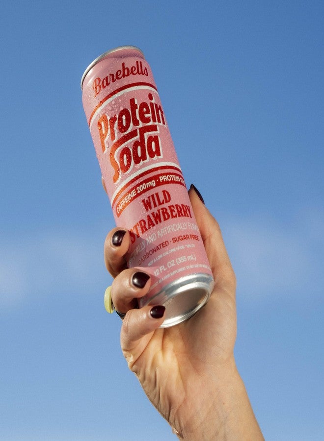 Barebells Protein Soda Wild Strawberry Sugar Free 10g Protein 200mg Caffeine B Vitamins Sparkling Energy Drink Ready to Drink 12 Fl Oz - Image 3