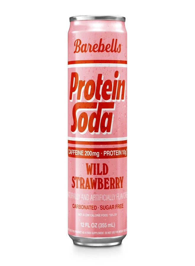Barebells Protein Soda Wild Strawberry Sugar Free 10g Protein 200mg Caffeine B Vitamins Sparkling Energy Drink Ready to Drink 12 Fl Oz - Image 5