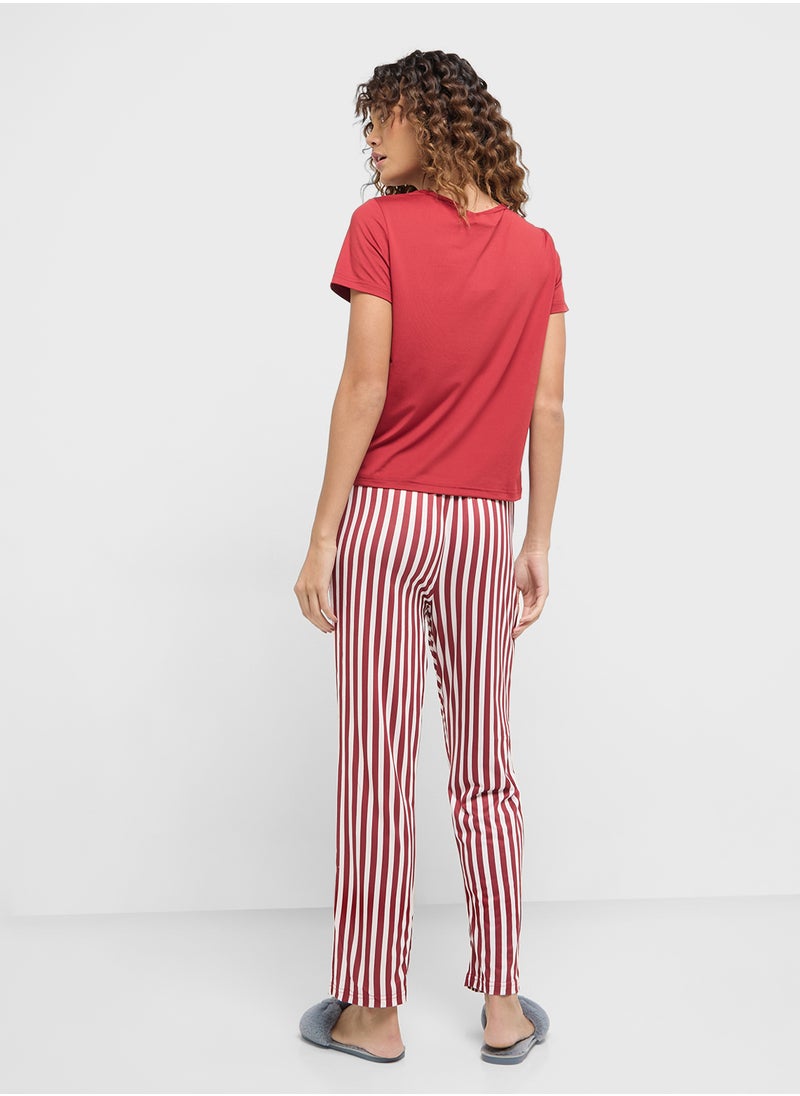 Ginger - T-Shirt & Stripe Pyjama Set - Image 1