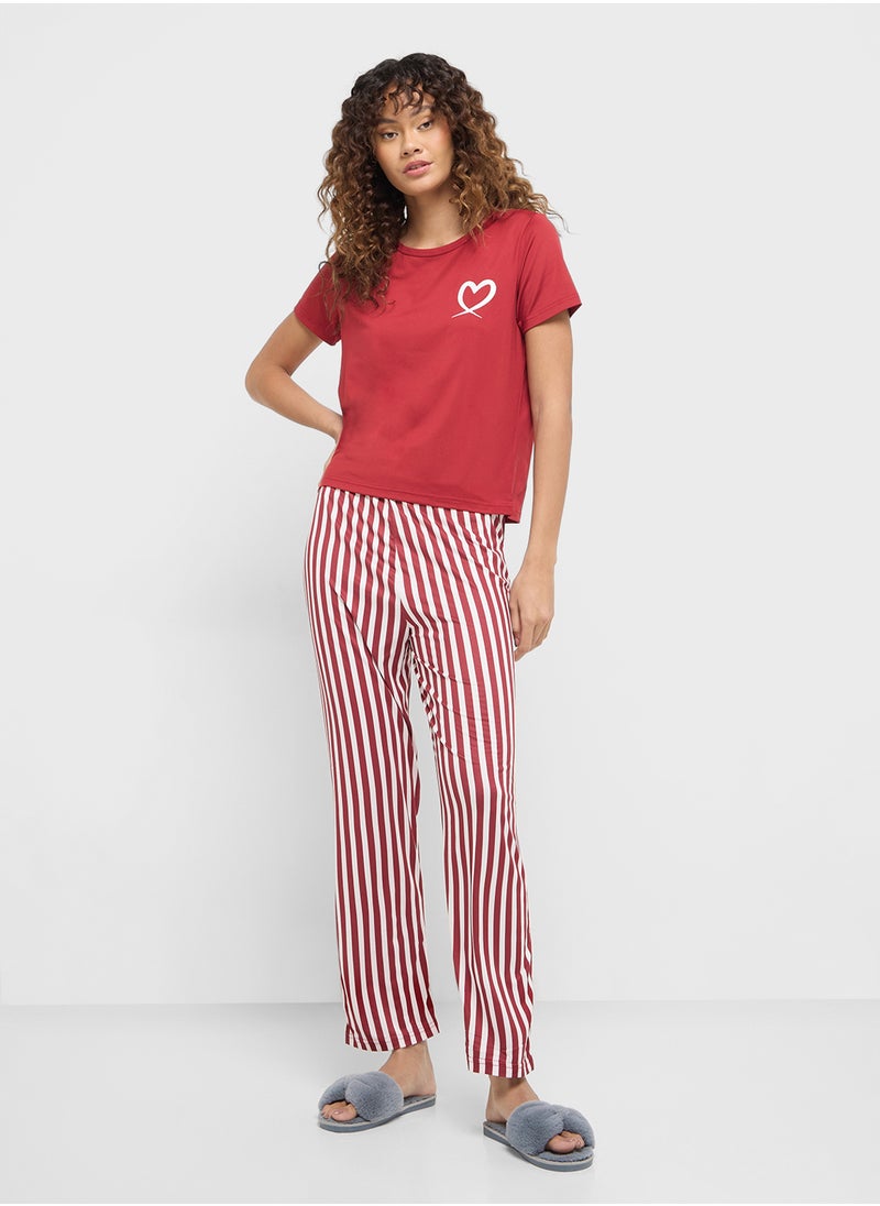 Ginger - T-Shirt & Stripe Pyjama Set - Image 1