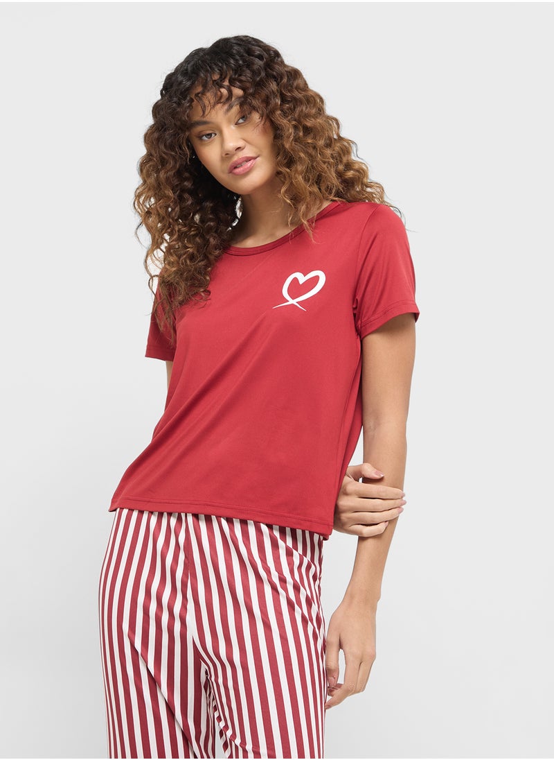 Ginger - T-Shirt & Stripe Pyjama Set - Image 1