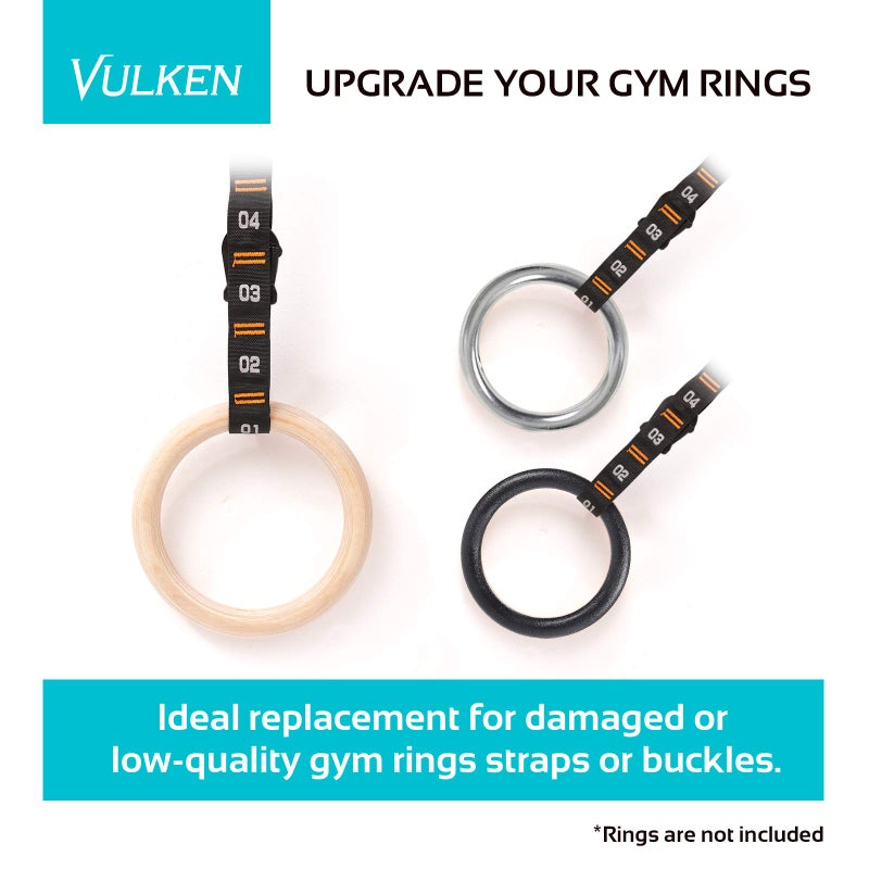 Vulken Adjustable Numbered Straps for Gymnastic Rings Carabiners Quick Hook System Easy to Set Up One Pair Strap Only - Image 4