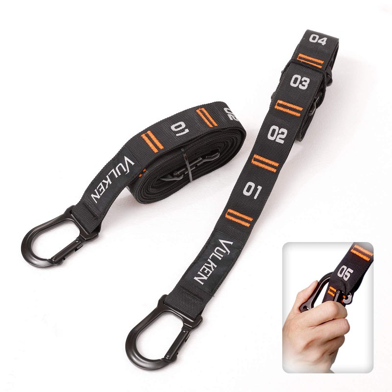 Vulken Adjustable Numbered Straps for Gymnastic Rings Carabiners Quick Hook System Easy to Set Up One Pair Strap Only - Image 1