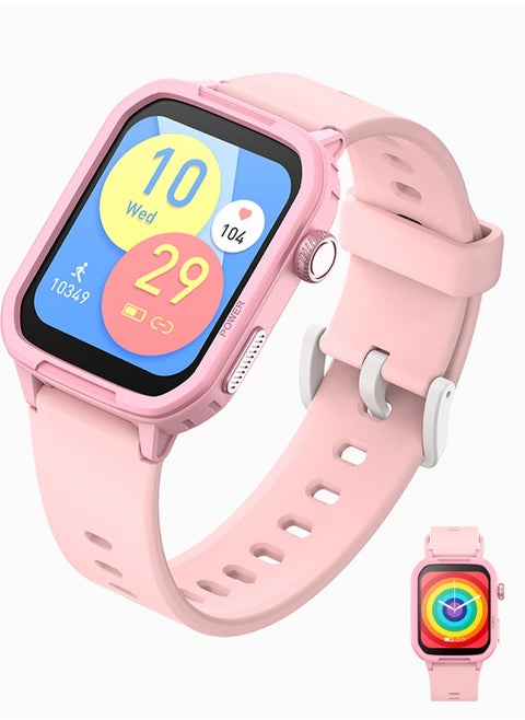 Children's Smart Watch, 1.54 Inch Children's Fitness Activity Watch, IP68 Waterproof, Heart Rate Sleep Timing Monitor and Other Children's Gifts for Young People Aged 6-16 (Pink)