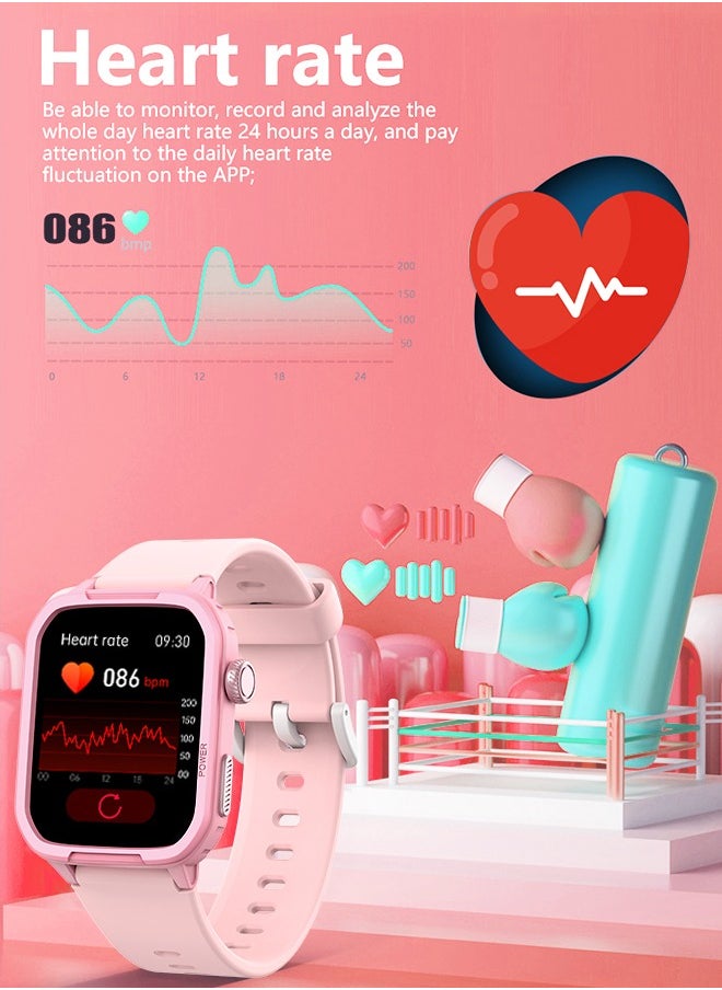 0TO1 TECH - Children's Smart Watch, 1.54 Inch Children's Fitness Activity Watch, IP68 Waterproof, Heart Rate Sleep Timing Monitor and Other Children's Gifts for Young People Aged 6-16 (Pink) - Image 1