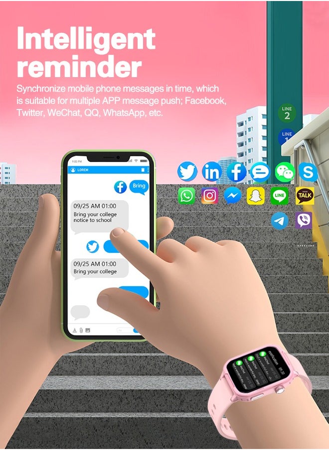 0TO1 TECH - Children's Smart Watch, 1.54 Inch Children's Fitness Activity Watch, IP68 Waterproof, Heart Rate Sleep Timing Monitor and Other Children's Gifts for Young People Aged 6-16 (Pink) - Image 1