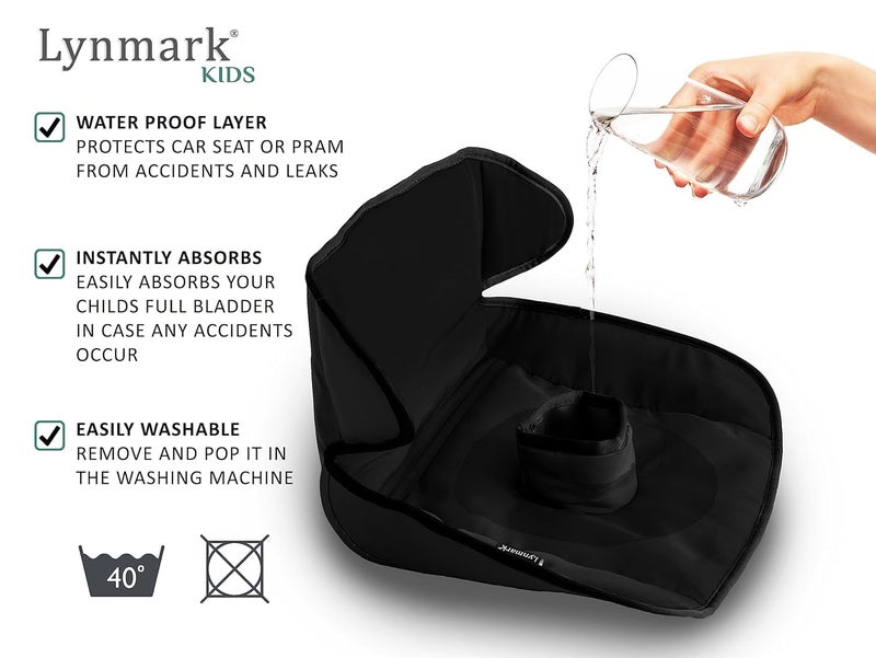 LynmarkÂ® Potty Training Car Seat Protector Cover - Waterproof Soft Piddle Pads for Toddlers and Baby Carseat - Travel-Friendly Universal Washable Liner Mat for Spills, Nappy Leaks, Accidents - Black - Image 3