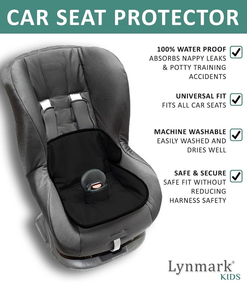 LynmarkÂ® Potty Training Car Seat Protector Cover - Waterproof Soft Piddle Pads for Toddlers and Baby Carseat - Travel-Friendly Universal Washable Liner Mat for Spills, Nappy Leaks, Accidents - Black - Image 2