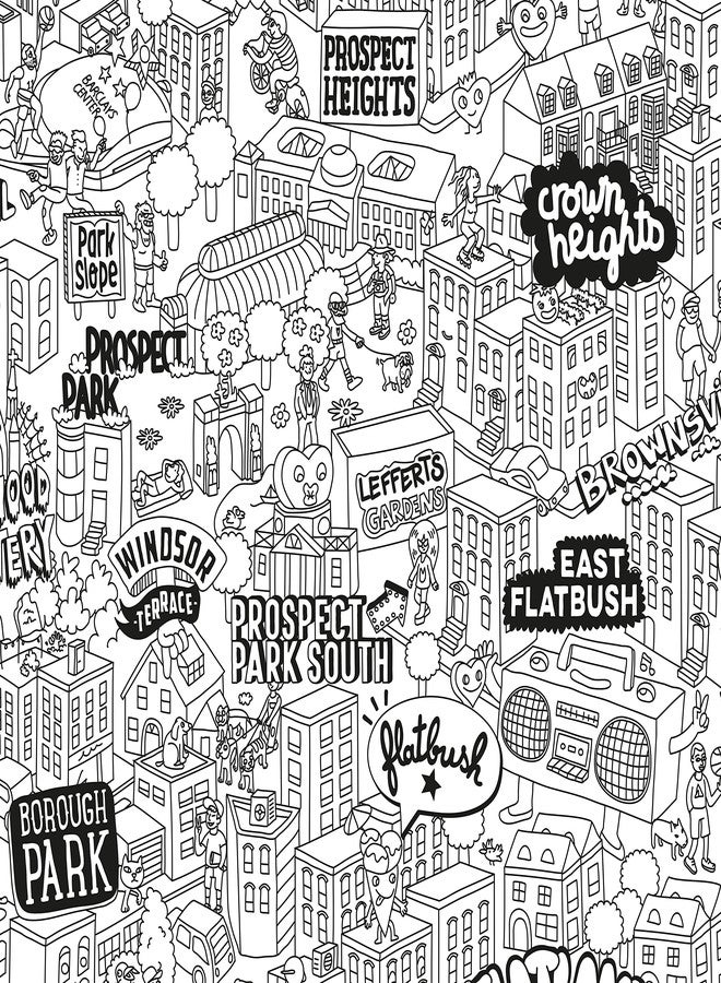 Omy Giant Coloring Poster - Brooklyn - Map of Brooklyn | Discover The Landmarks and Key Places in Brooklyn | 40 x 28 Inches | Creative Play and Fun for Kids, Teens, Adults, and The Whole Family - Image 2