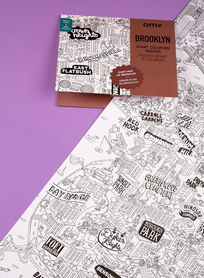 Omy Giant Coloring Poster - Brooklyn - Map of Brooklyn | Discover The Landmarks and Key Places in Brooklyn | 40 x 28 Inches | Creative Play and Fun for Kids, Teens, Adults, and The Whole Family - Image 4