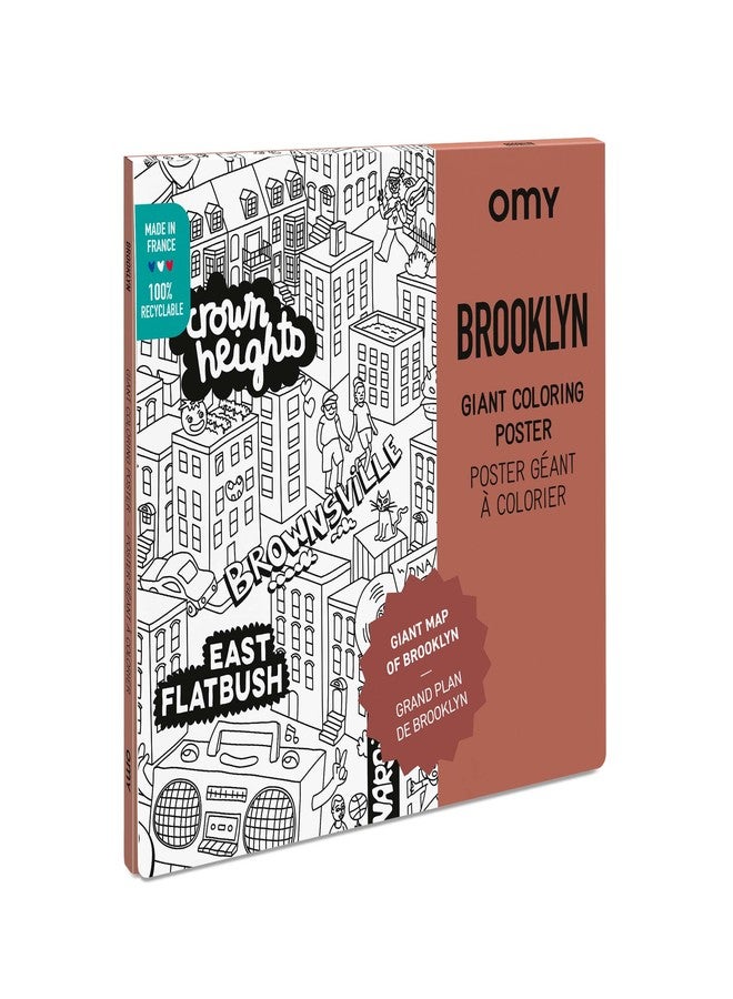 Omy Giant Coloring Poster - Brooklyn - Map of Brooklyn | Discover The Landmarks and Key Places in Brooklyn | 40 x 28 Inches | Creative Play and Fun for Kids, Teens, Adults, and The Whole Family - Image 1