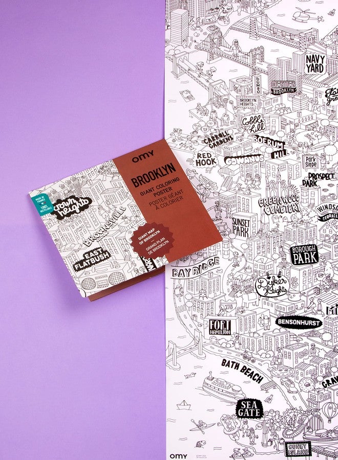 Omy Giant Coloring Poster - Brooklyn - Map of Brooklyn | Discover The Landmarks and Key Places in Brooklyn | 40 x 28 Inches | Creative Play and Fun for Kids, Teens, Adults, and The Whole Family - Image 3