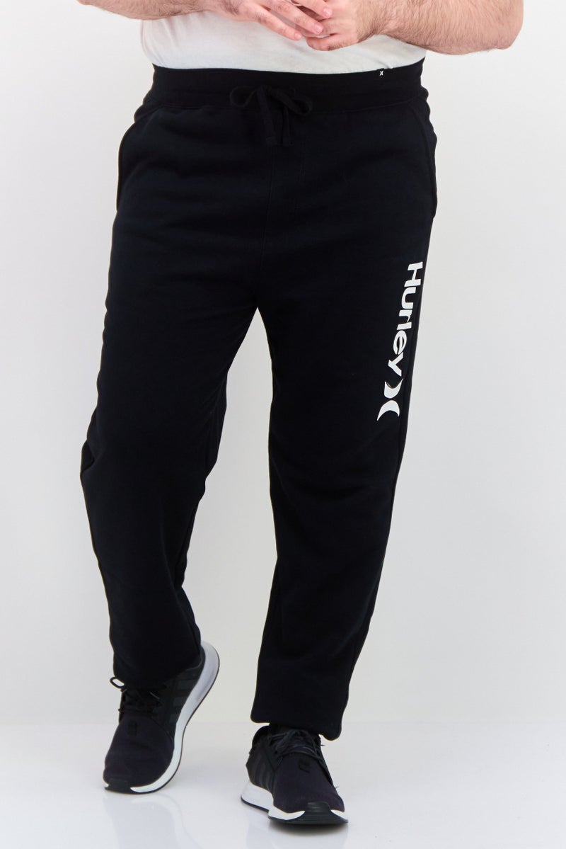 Hurley Men Sportswear Fit Brand Logo Outdoor Sweatpants, Black - Image 1