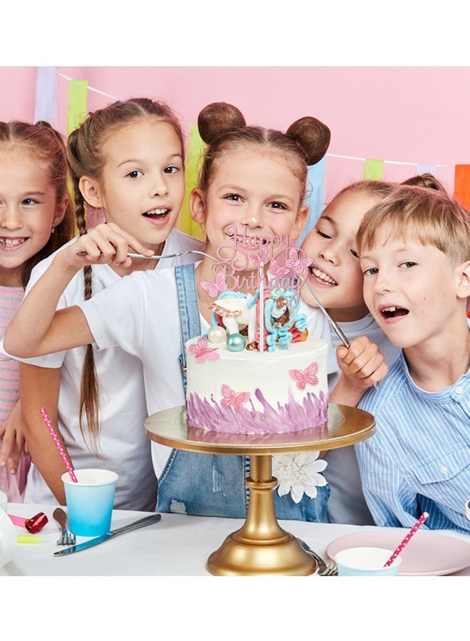 13 Pcs Pink Butterfly Cake Decorations 3D Pink Happy Birthday Cake Topper Birthday Cakes Toppers Butterfly Cupcake Topper for Girls Women Butterflies for Party Wedding Cakes Decor - Image 4