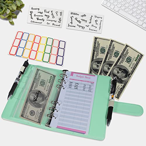 eleger A6 6 Ring Budget Binder - Crocodile Pattern Leather Notebook Binder, Small Refillable Planner Cover with Magnetic Buckle, Green - Image 3
