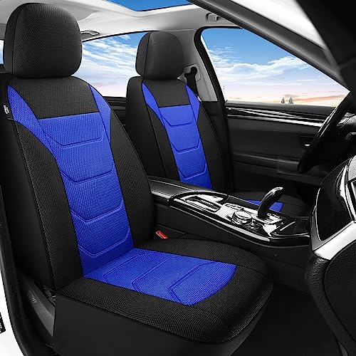 Pariiaotin 3D Air Mesh Car Seat Cover Full Set Washable and Breathable Premium Cloth Automotive Vehicle Seat Covers for Cars Interior, Universal Fit for Most Cars, Sedan, Truck, SUV(Black/Blue) - Image 2