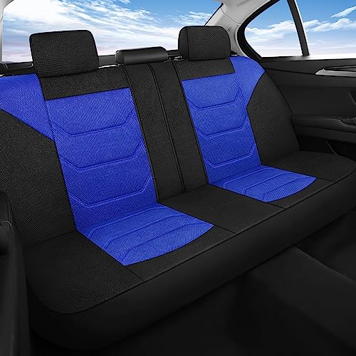 Pariiaotin 3D Air Mesh Car Seat Cover Full Set Washable and Breathable Premium Cloth Automotive Vehicle Seat Covers for Cars Interior, Universal Fit for Most Cars, Sedan, Truck, SUV(Black/Blue) - Image 3