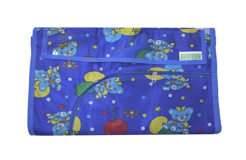 FLIPZON Wardrobe Cover - Cotton 6 Shelves Baby Wardrobes Cover (Family Blue) | Cloth Only - Image 2