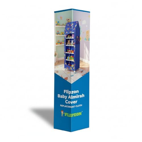 FLIPZON Wardrobe Cover - Cotton 6 Shelves Baby Wardrobes Cover (Family Blue) | Cloth Only - Image 1