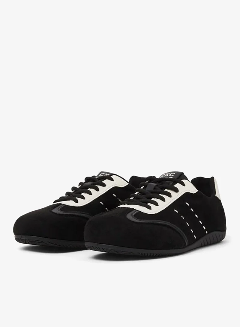 Styli Black Contrast Trim Lace-Up Sneakers for Women | Best Price UAE