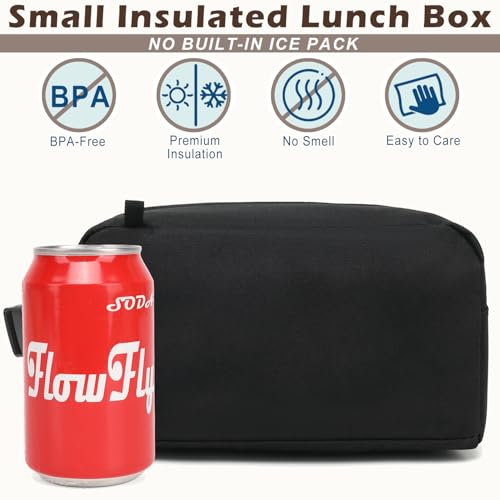 FlowFly Small Insulated Lunch box Portable Soft Bag Mini Cooler Thermal Meal Tote Kit with Buckle for Work, BlackWithBuckle - Image 2