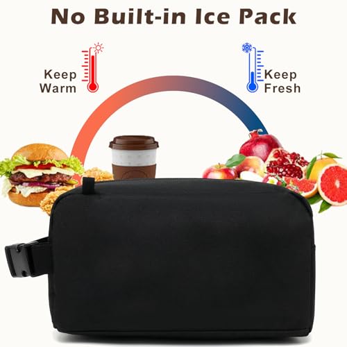 FlowFly Small Insulated Lunch box Portable Soft Bag Mini Cooler Thermal Meal Tote Kit with Buckle for Work, BlackWithBuckle - Image 3