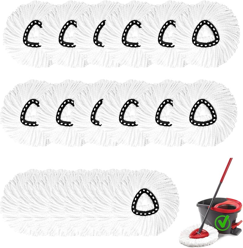XHMAXE 20PCS Spin Mop Replacement Head,100% Microfiber Mop Heads Replacements Compatible with Triangle Spin Mop,360 Degree Round Spin Mop Replacement Head for Easy House Cleaning Floor Mopping - Image 1