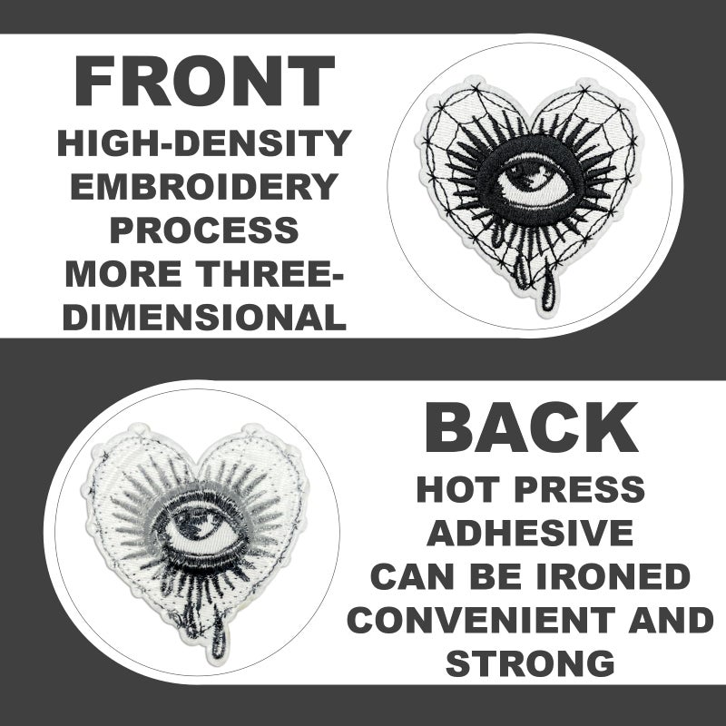 Cazzon Dark Embroidered Applique Iron On Patches for Backpacks, Rock Band Patches for Jackets, Cool Sew Patch for Clothing, Jeans, Hats, DIY Accessories (Dark12 12 Pcs) - Image 3