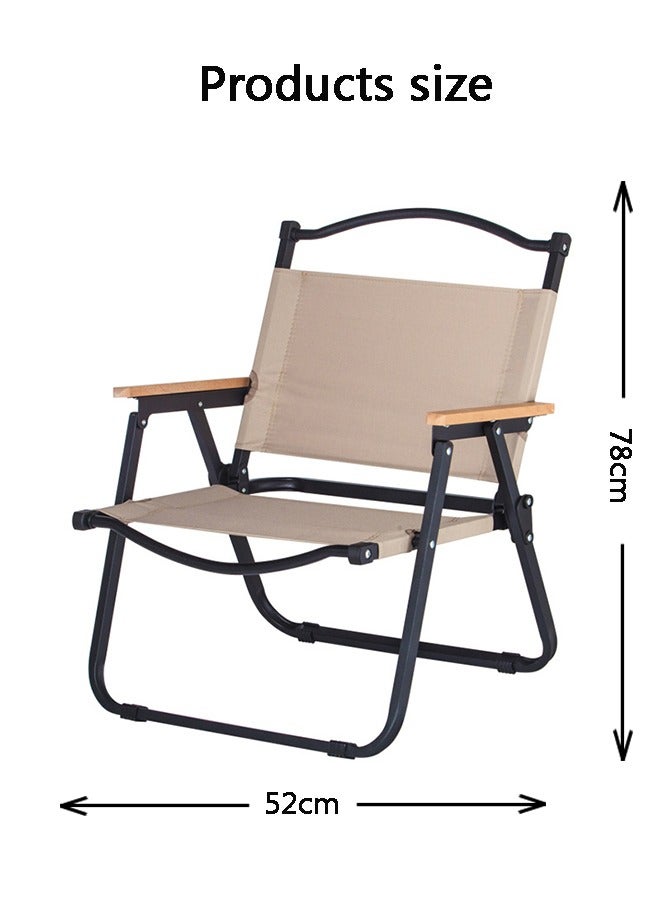 CityRiya-Long Portable Camping Chairs, 4-Pack Outdoor Beach Chairs, Folding Picnic Camp Chair, Sling Sports Chair, Outdoor Chair & Lawn Chair with Armrest for Camping Beach Garden Picnic Backyard Hiking, Beige  - Image 2