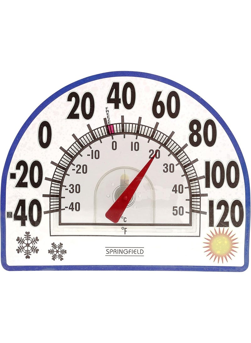 Springfield Static Cling Indoor Outdoor Thermometer, Temperature Gauge for Patio, Pool, and Sauna, 8-Inch, White/Blue - Image 1
