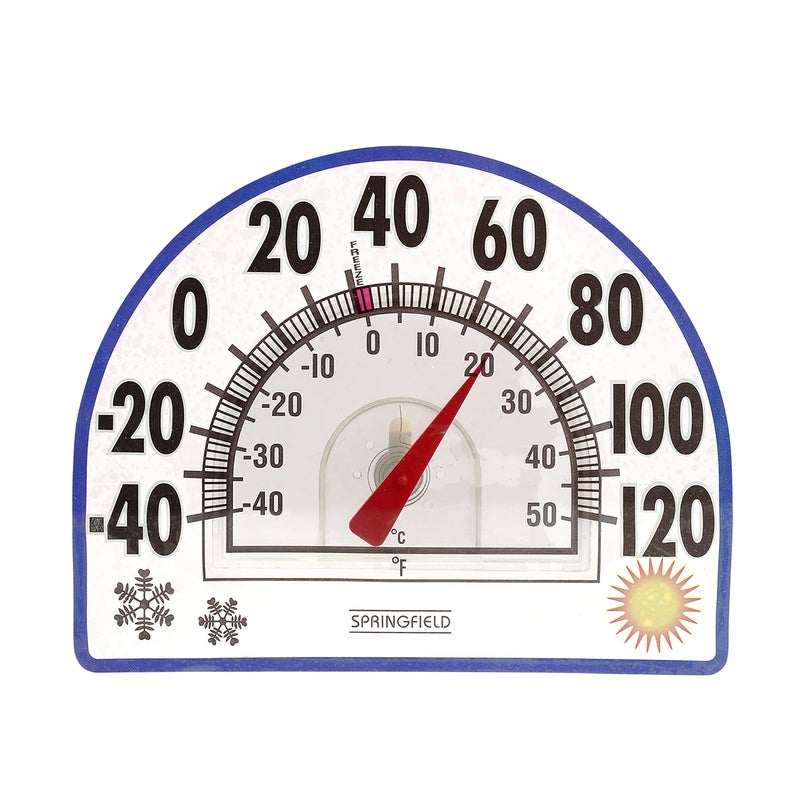 Springfield Static Cling Indoor Outdoor Thermometer, Temperature Gauge for Patio, Pool, and Sauna, 8-Inch, White/Blue - Image 1
