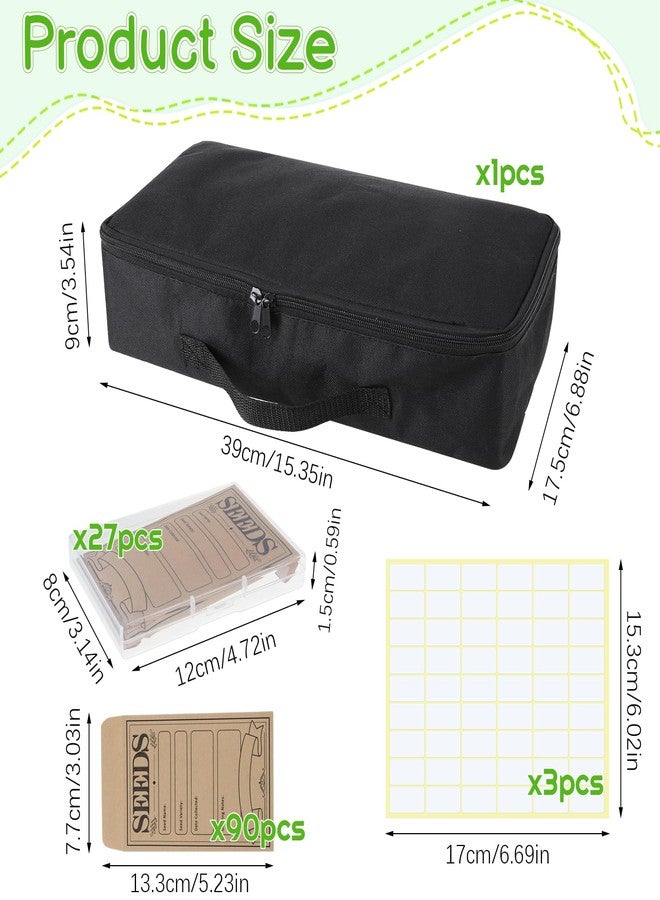 XLSXEXCL 27 Slots Seed Storage Organizer Box, Garden Seed Packet Organize with 90 Pcs Seed Envelopes & Label Stickers, Gardening Seed Keeper Set for Flower Vegetable Plants Garden - Image 2