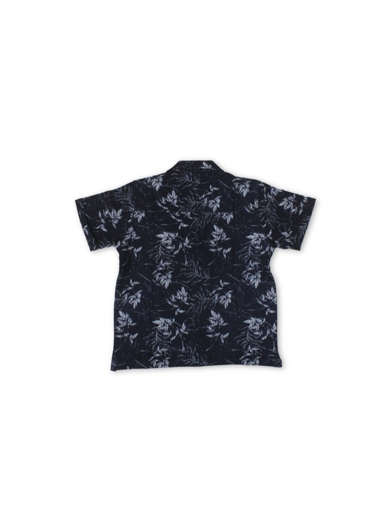 Pompelo Boys Cotton Shirt – Navy with Floral Pattern - Image 2