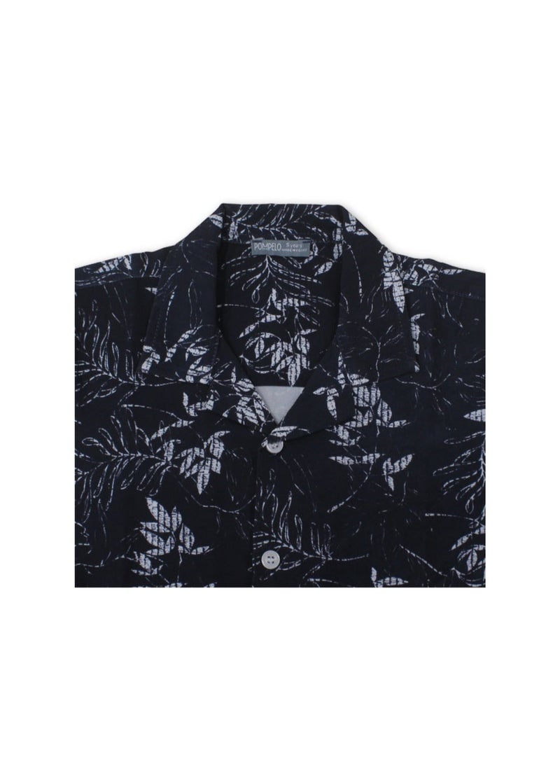 Pompelo Boys Cotton Shirt – Navy with Floral Pattern - Image 3