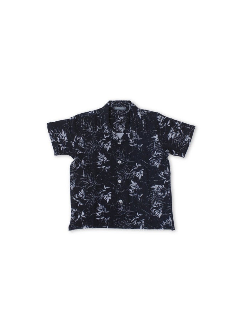 Pompelo Boys Cotton Shirt – Navy with Floral Pattern - Image 1