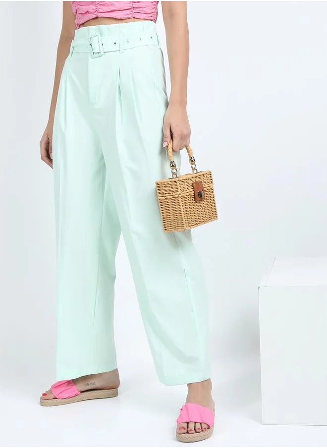 طوكيو توكيز Straight Fit Pleated Trouser with Belt by Styli