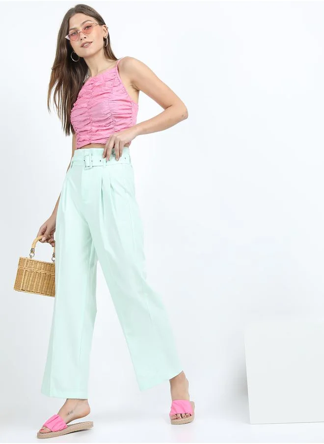طوكيو توكيز Straight Fit Pleated Trouser with Belt by Styli