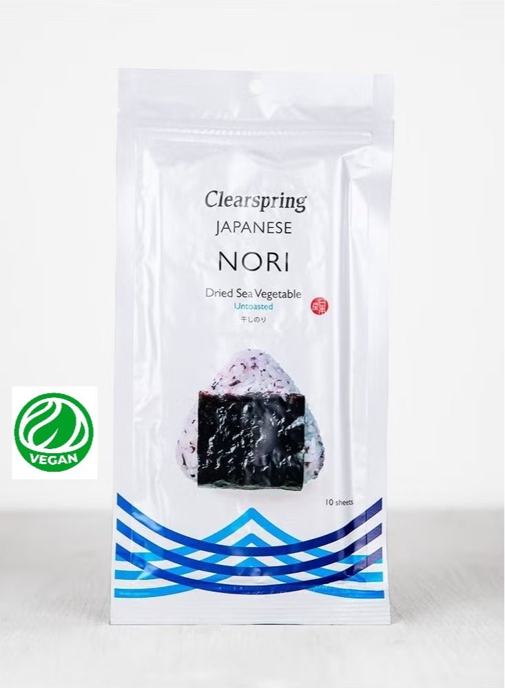 Clearspring Japanese Nori Dried Sea Vegetable Untoasted 10 Sheets - Image 1