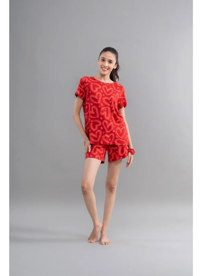 NeceSera Lovestruck Hearts Red Shorts Set