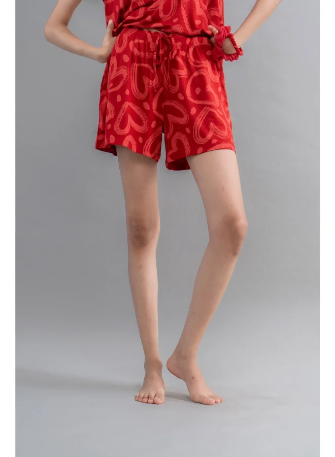 NeceSera Lovestruck Hearts Red Shorts Set