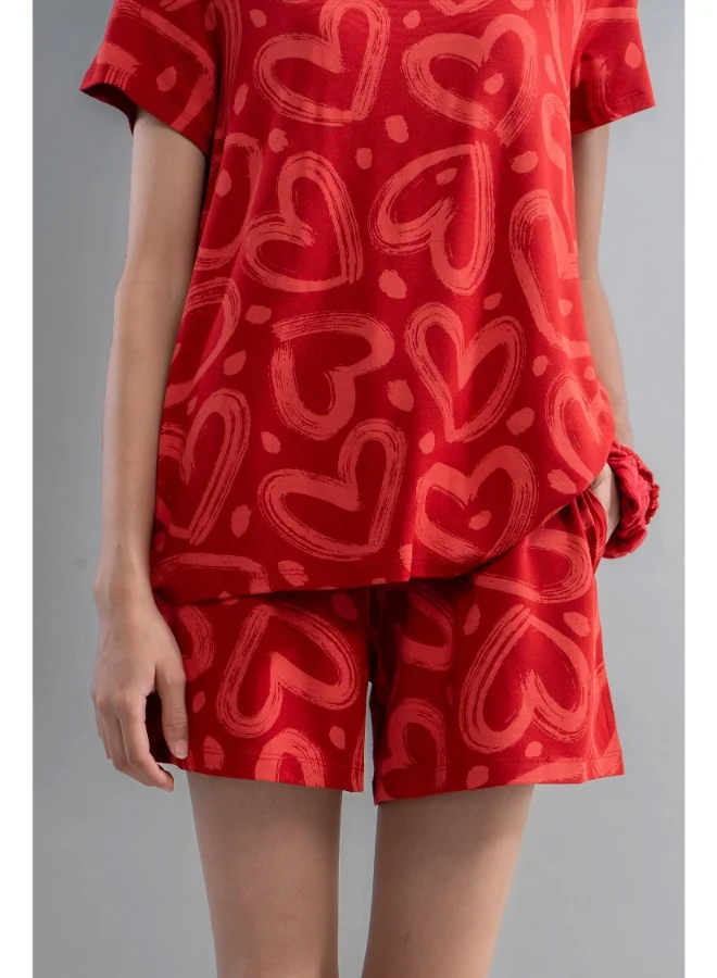 NeceSera Lovestruck Hearts Red Shorts Set