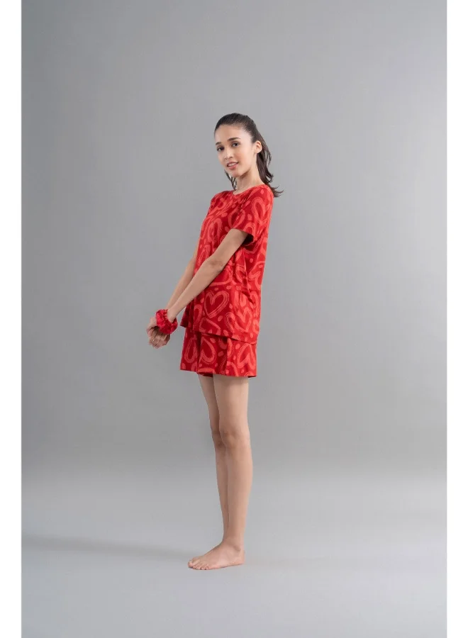 NeceSera Lovestruck Hearts Red Shorts Set