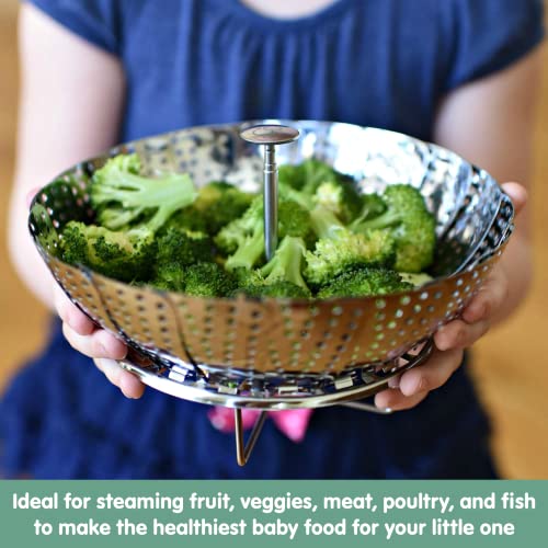 Sage Spoonfuls Baby Food Steamer Basket, Stainless Steel, Collapsible Steamer Basket for Baby Food, Vegetables & Fruit, Dishwasher Safe, Baby Food Cooker - Image 5