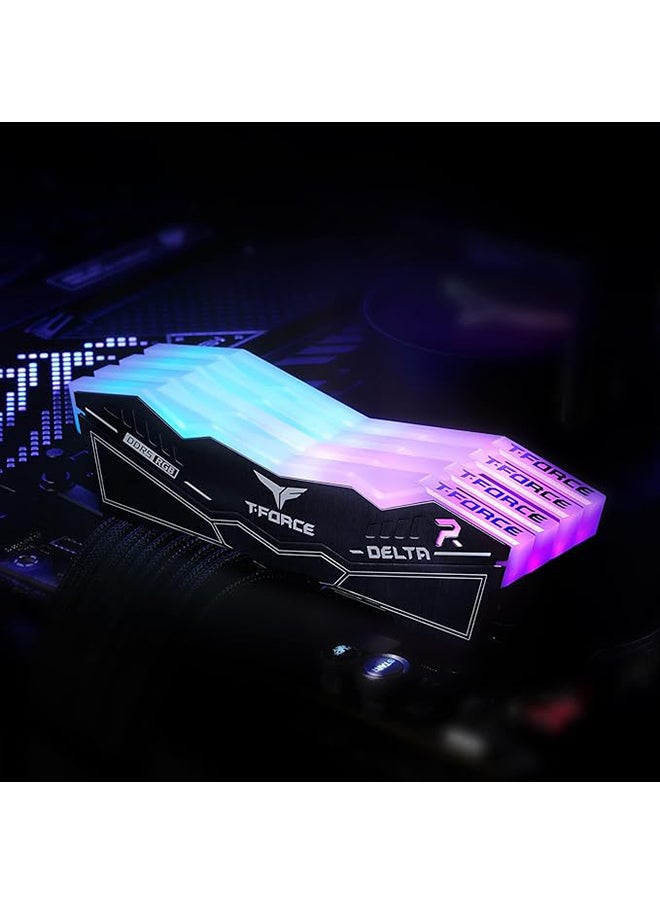 TeamGroup - TeamGroup 64GB(2x32GB) DDR5 RGB Gaming RAM, up to 6000MHz, Intel XMP 3.0 & AMD Expo Compatible Desktop Memory Module | Black - Image 1